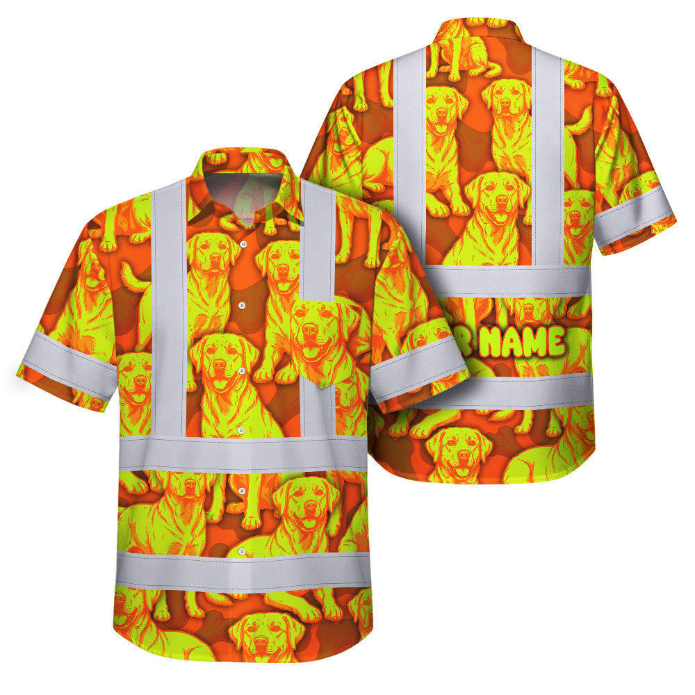 Lime Orange Dog Hi-Vis Hawaiian Shirt