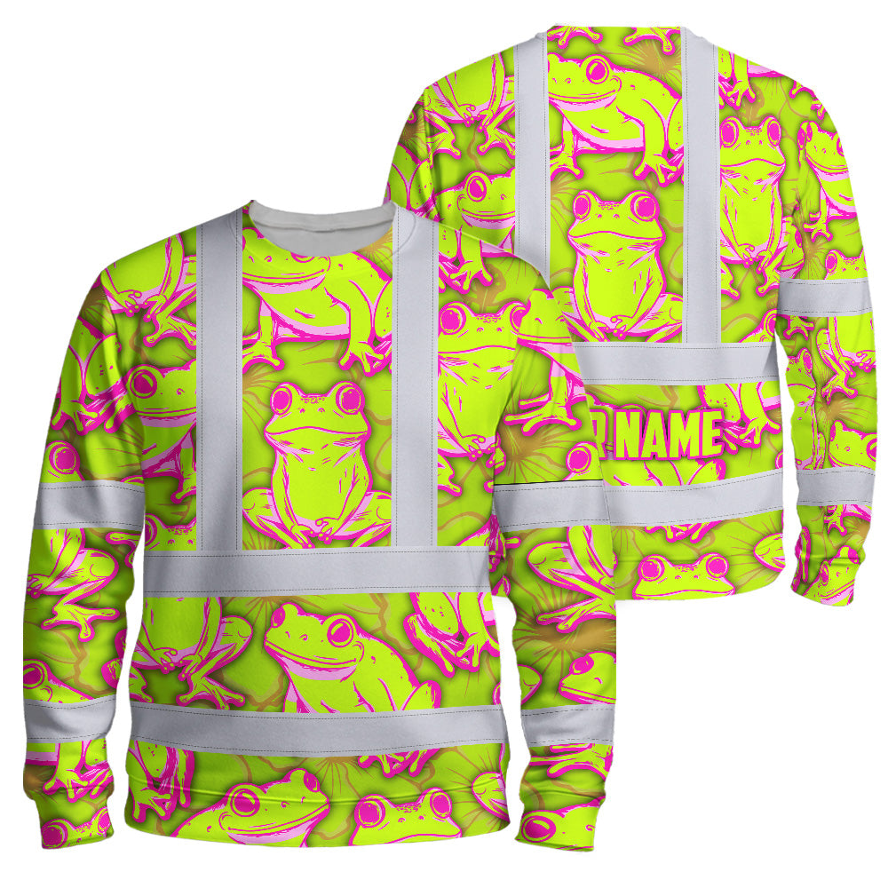 Pink And Lime Neon Frog Hi-Vis Long Sleeve Shirt