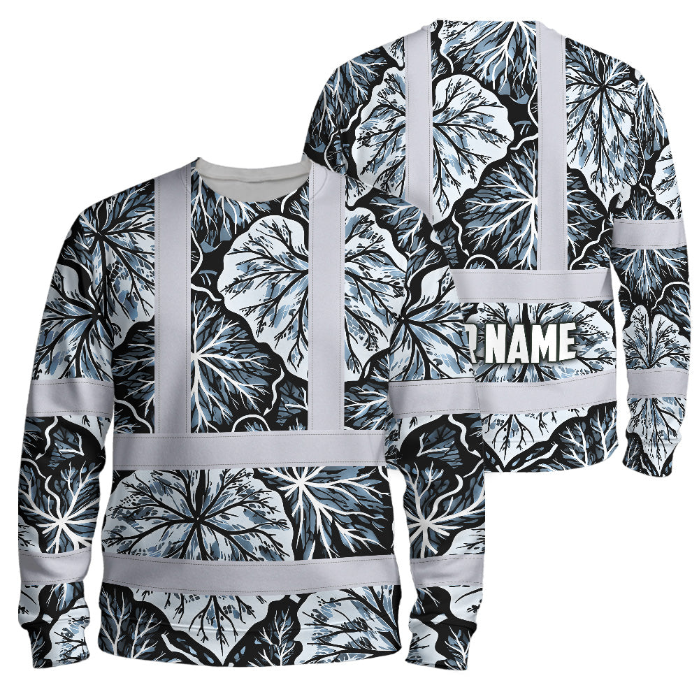 Black Grey Flowers Hi-Vis Long Sleeve Shirt