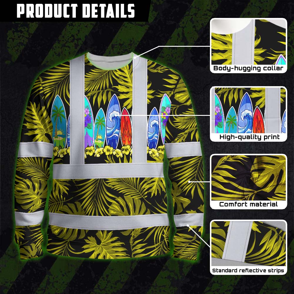 Yellow Surfboard Flower Hi-Vis Long Sleeve Shirt