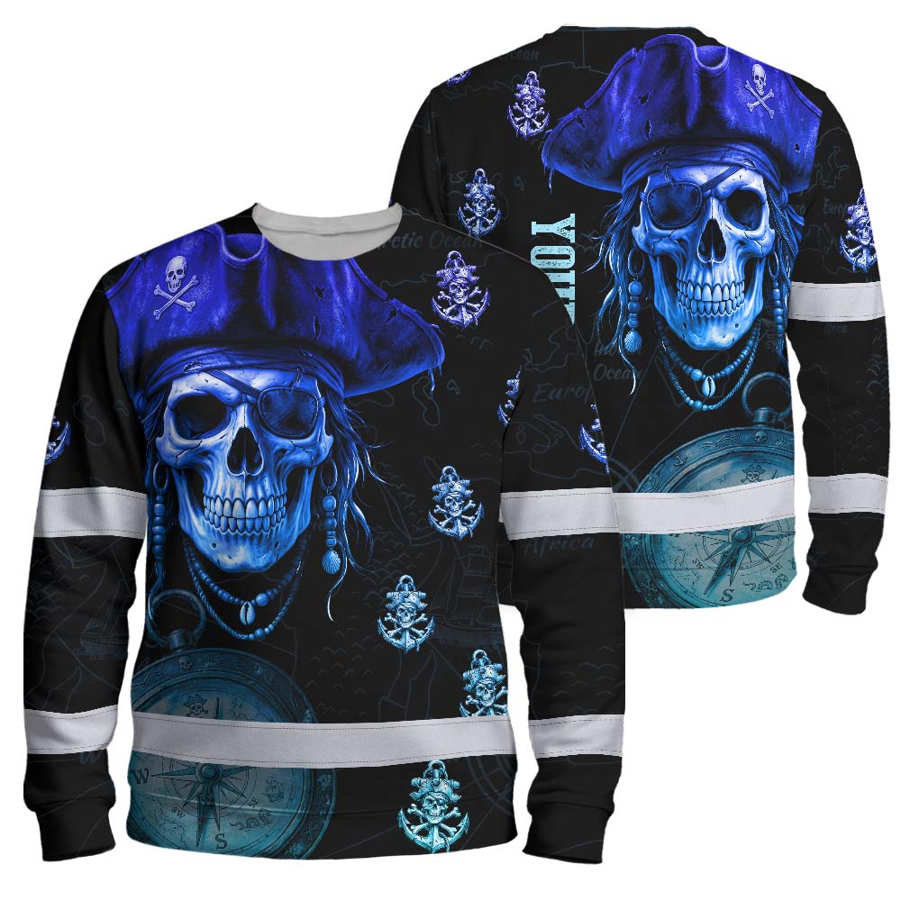 Green Black 2 Skull Boat Hi-Vis Long Sleeve Shirt