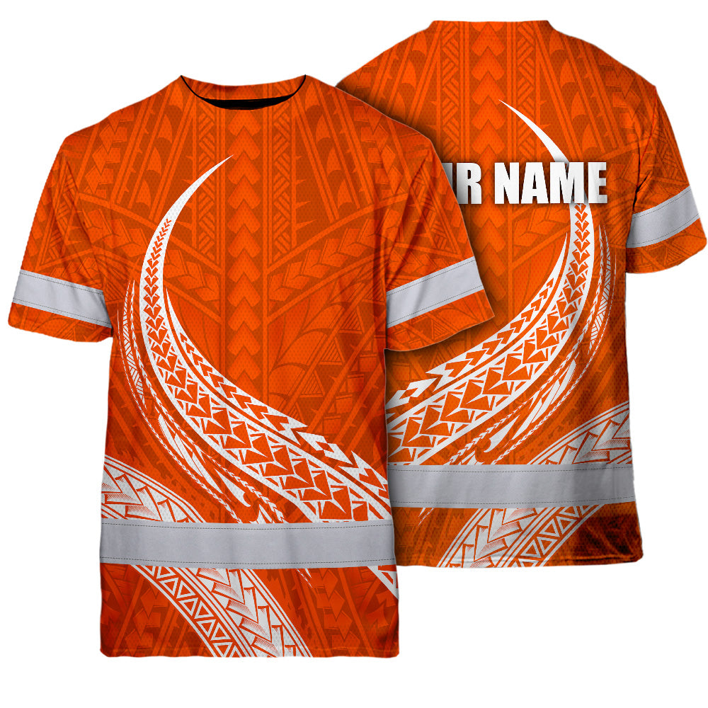 Orange White Polynesian Hi-Vis Work Shirt