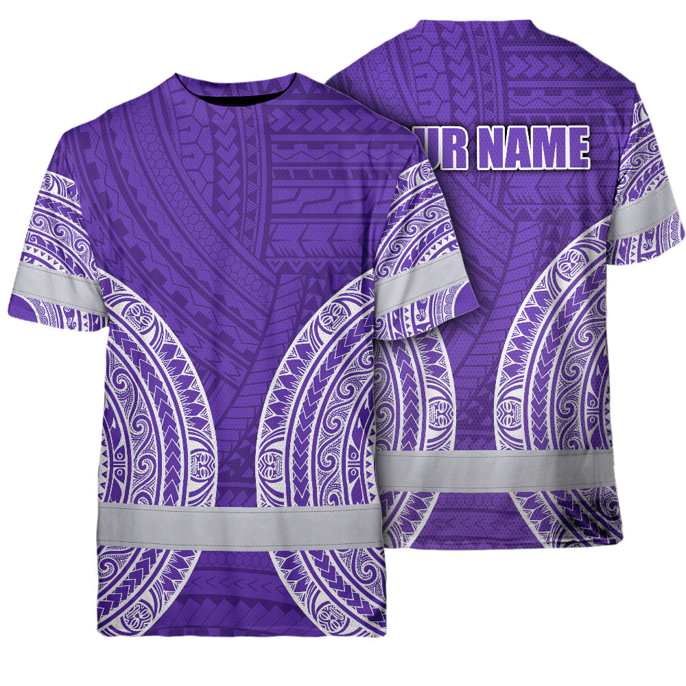 Violet White Polynesian Hi-Vis Work Shirt