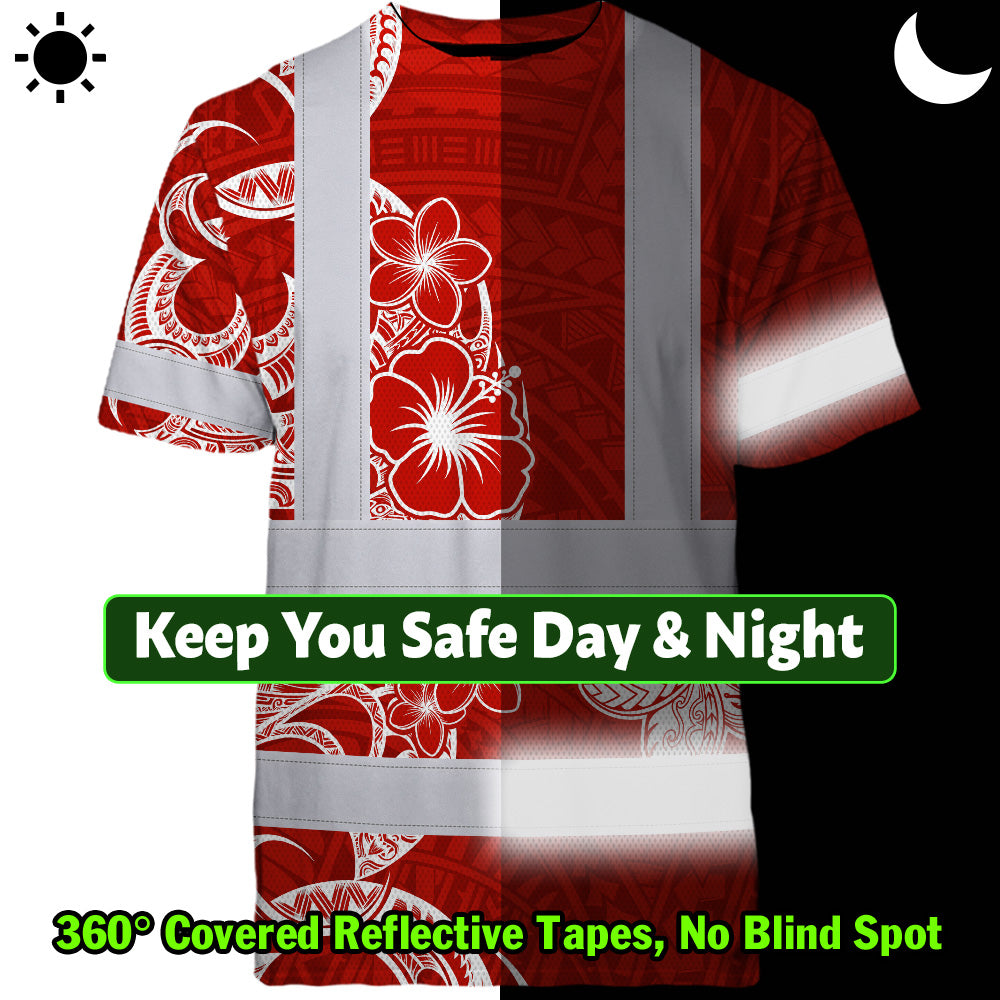 White Red Neon Hi-Vis Work Shirt
