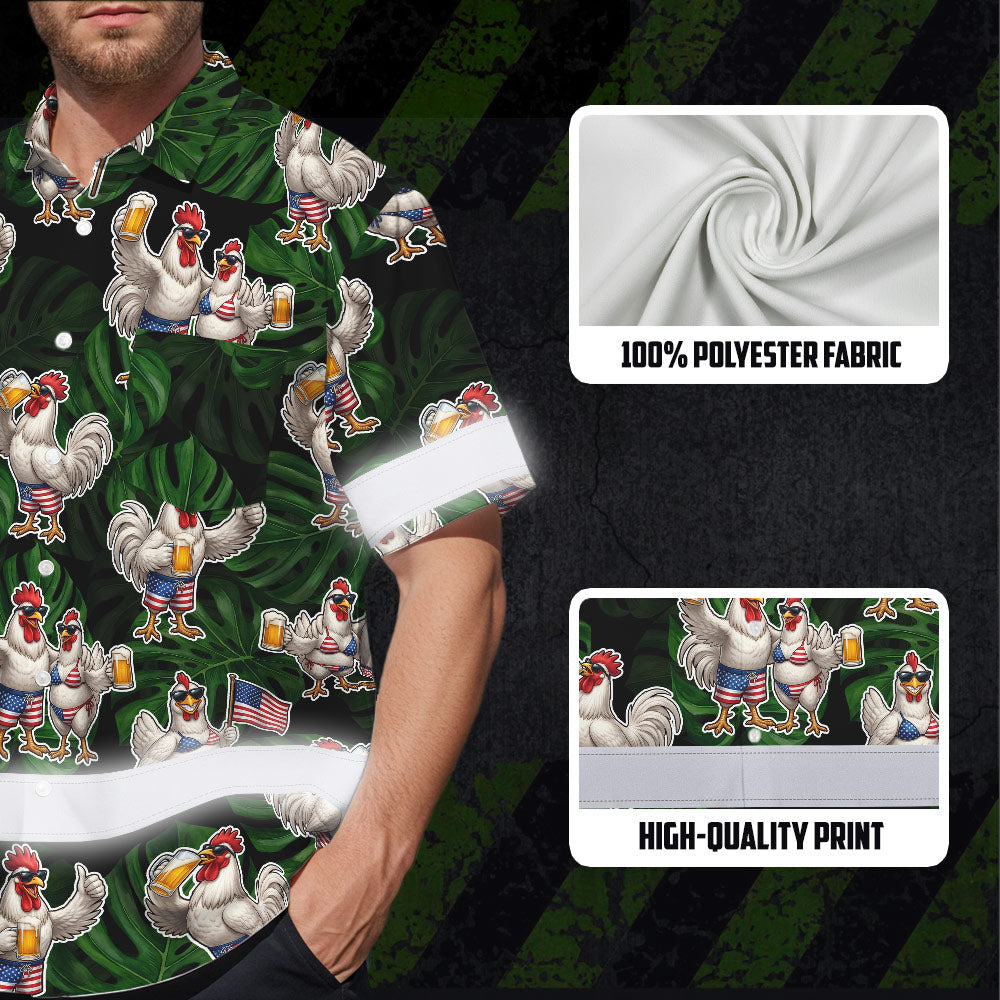 Funny Couple Chicken Beer Hi-Vis Hawaiian Shirt