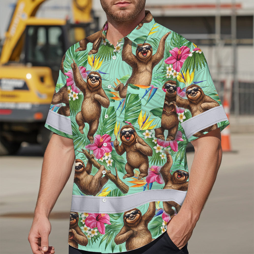 Funny Sloth Hi-Vis Hawaiian Shirt