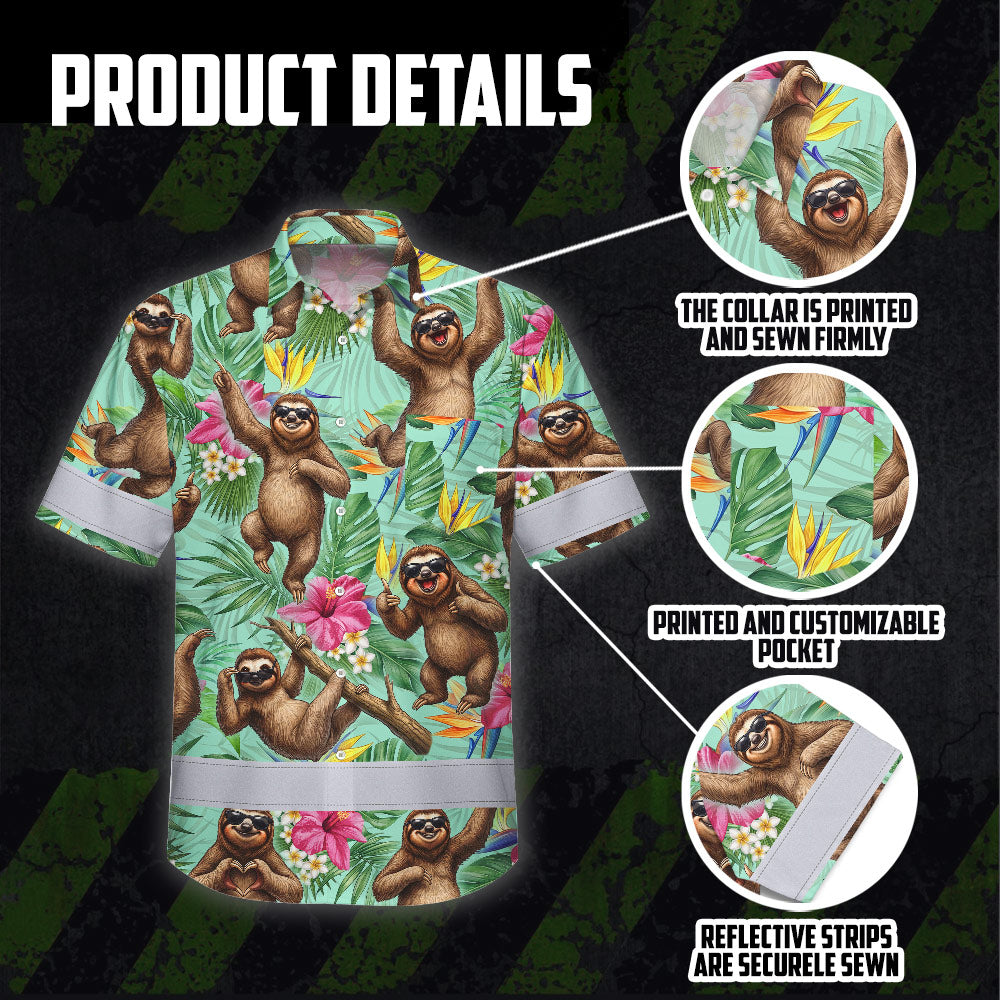 Funny Sloth Hi-Vis Hawaiian Shirt