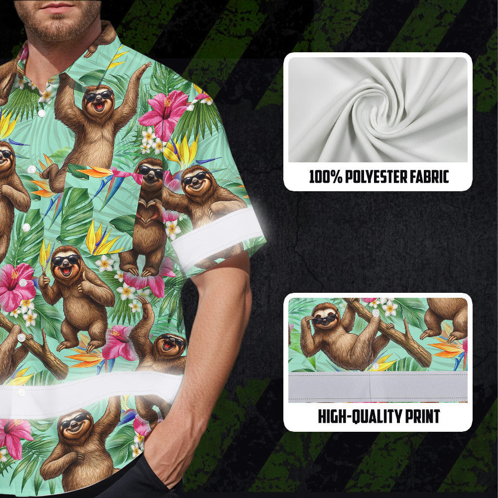 Funny Sloth Hi-Vis Hawaiian Shirt