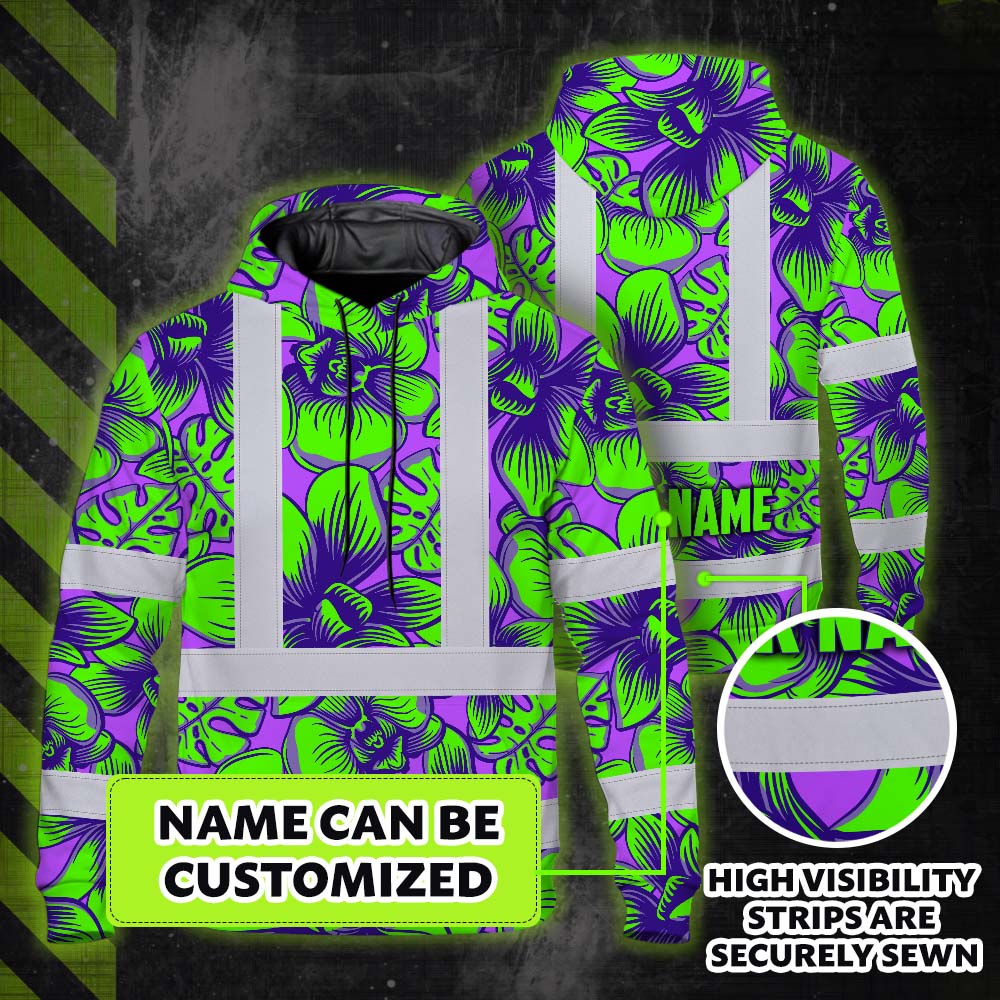 Green Neon Violet Orchid Hi-Vis Hoodie
