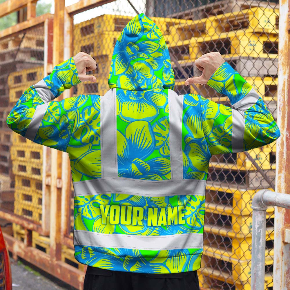 Green Neon Blue Orchid Hi-Vis Hoodie