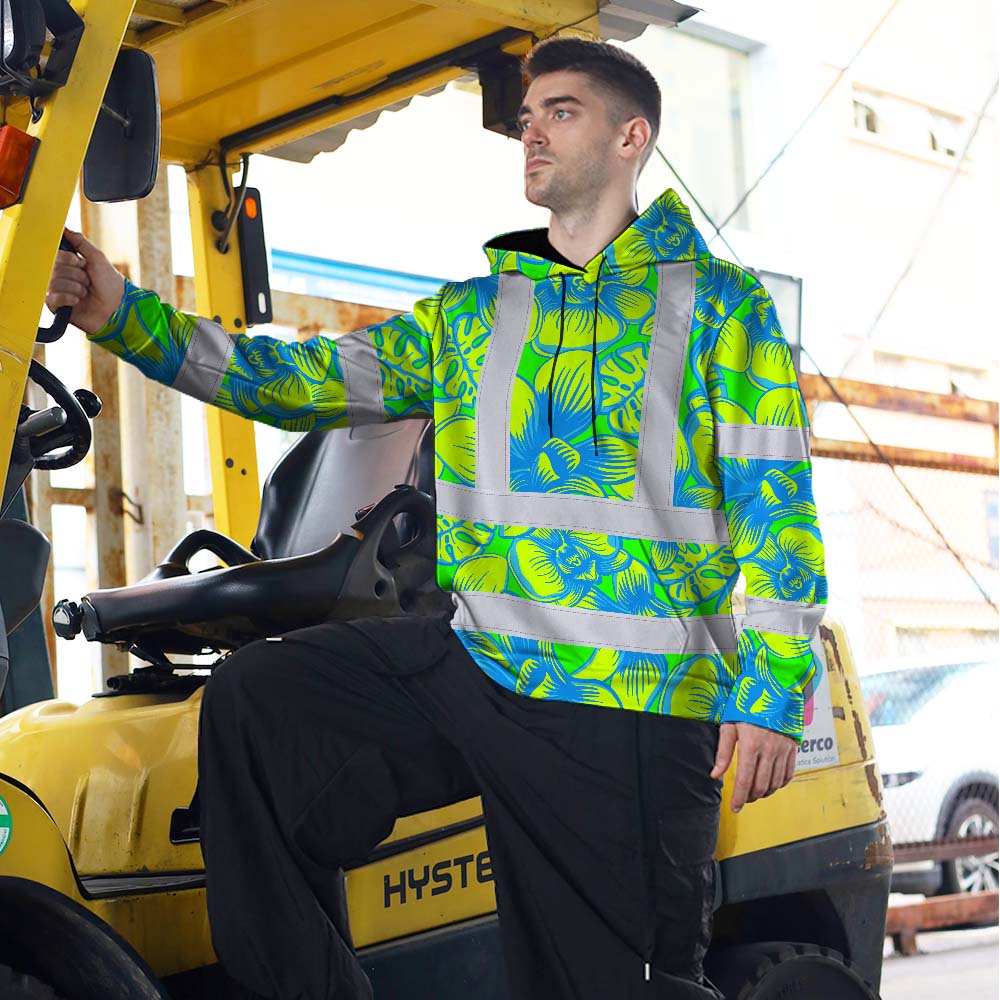 Green Neon Blue Orchid Hi-Vis Hoodie