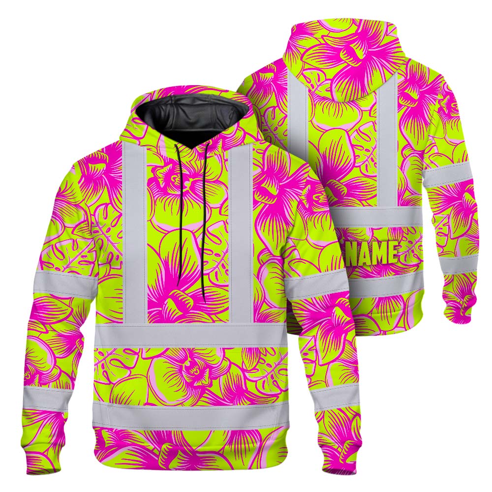 Pink Neon Yellow Orchid Hi-Vis Hoodie