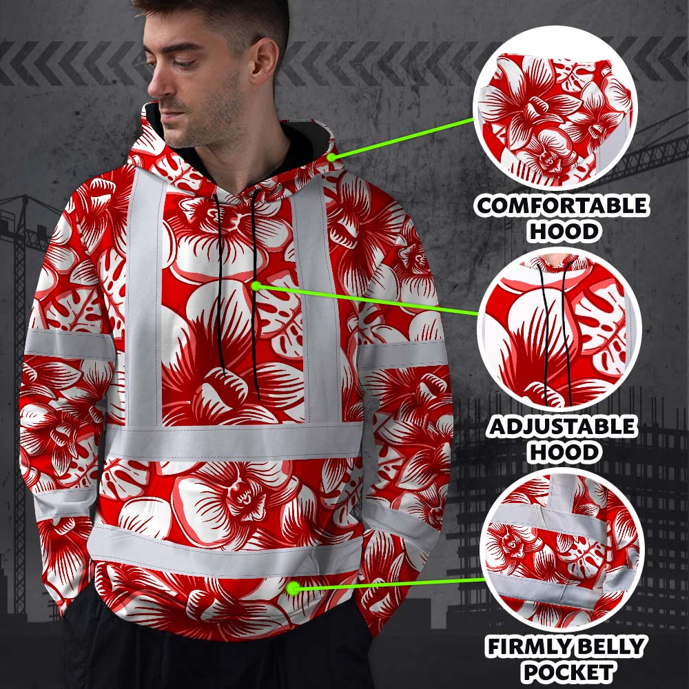 Red Neon White Orchid Hi-Vis Hoodie