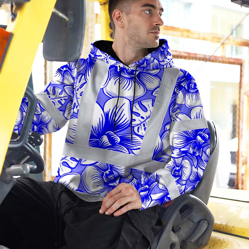 Blue Neon White Orchid Hi-Vis Hoodie