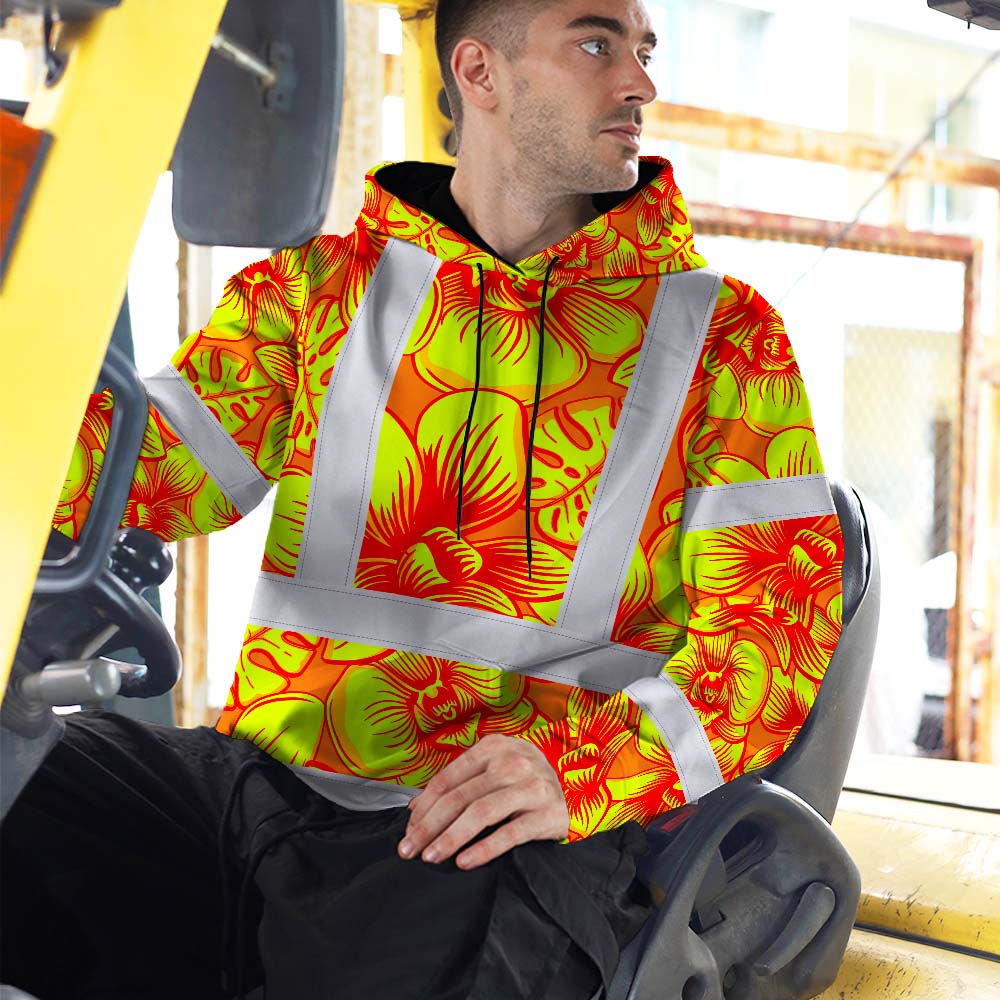 Orange Neon Yellow Orchid Hi-Vis Hoodie