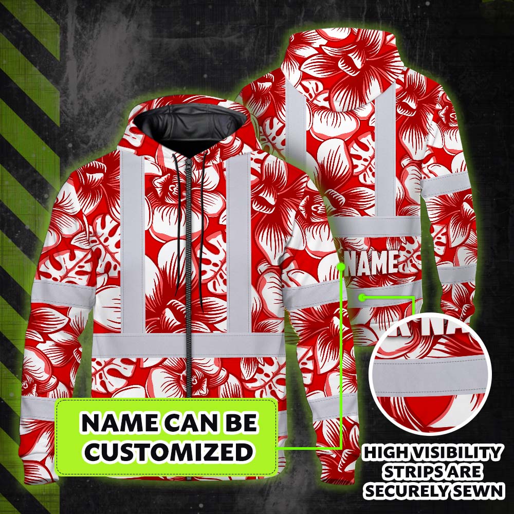 Red Neon White Orchid Hi-Vis Zip Hoodie