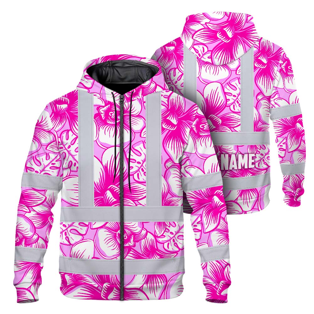 Pink Neon White Orchid Hi-Vis Zip Hoodie