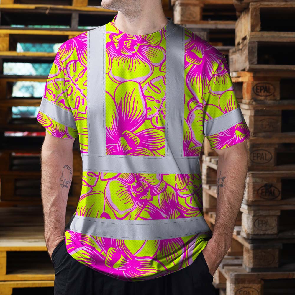 Pink Neon Yellow Orchid Hi-Vis T-Shirt