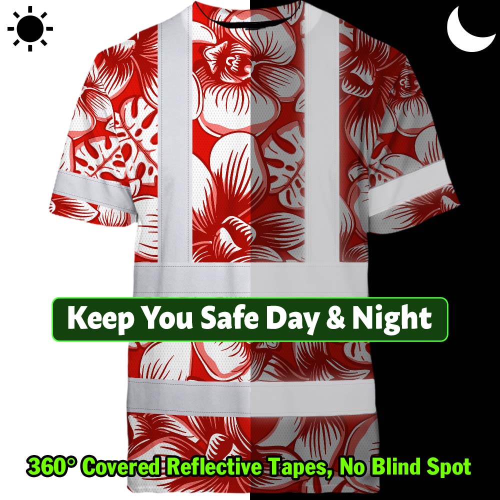 Red Neon White Orchid Hi-Vis T-Shirt