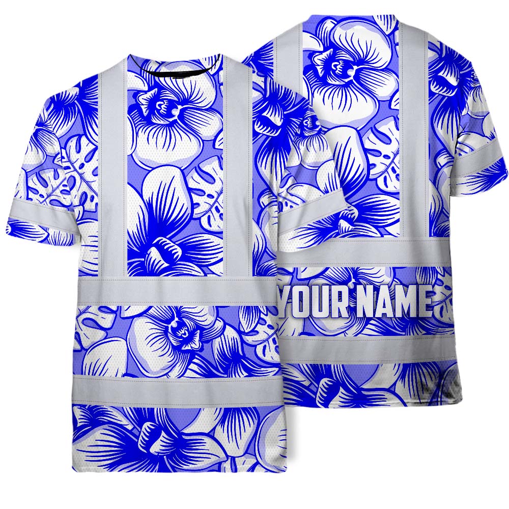 Blue Neon White Orchid Hi-Vis T-Shirt
