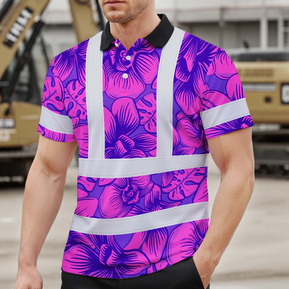 Pink Neon Violet Orchid Hi-Vis Polo Shirt