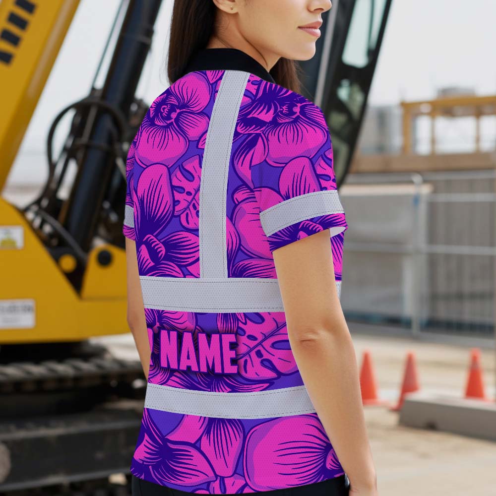 Pink Neon Violet Orchid Hi-Vis Polo Shirt