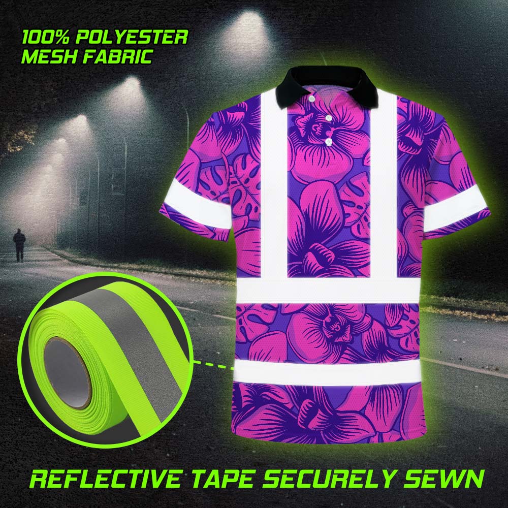 Pink Neon Violet Orchid Hi-Vis Polo Shirt