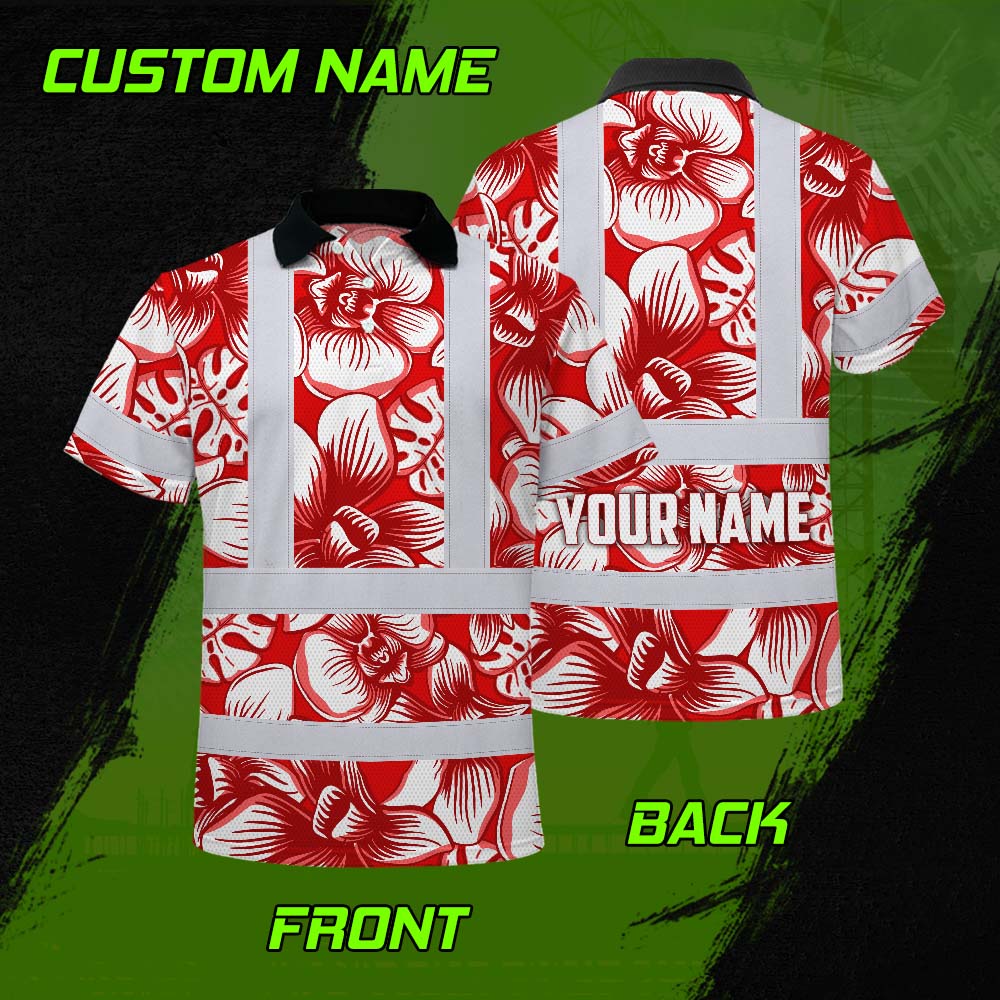 Red Neon White Orchid Hi-Vis Polo Shirt