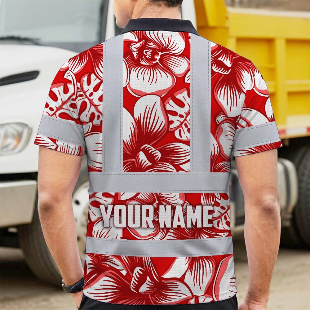 Red Neon White Orchid Hi-Vis Polo Shirt