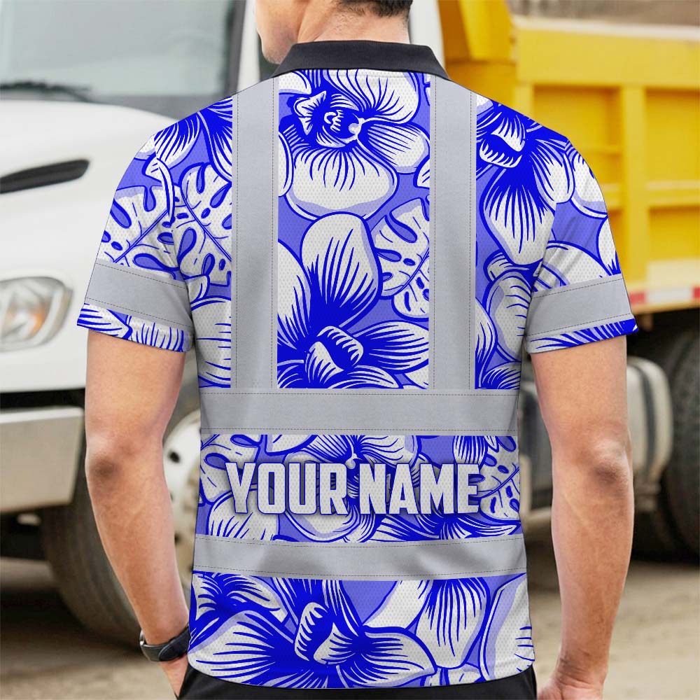 Blue Neon White Orchid Hi-Vis Polo Shirt