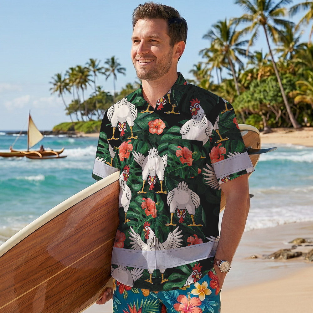 Funny Chicken 3 Hi-Vis Hawaiian Shirt