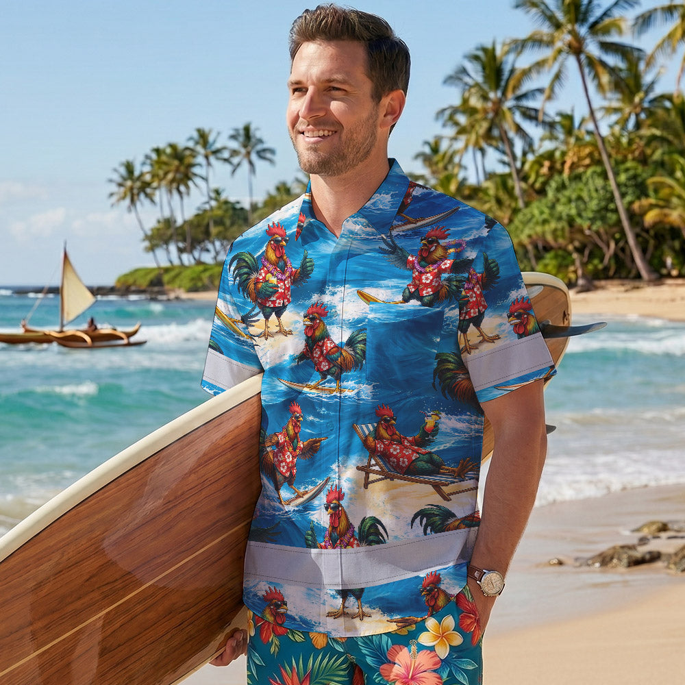 Funny Chicken 4 Hi-Vis Hawaiian Shirt