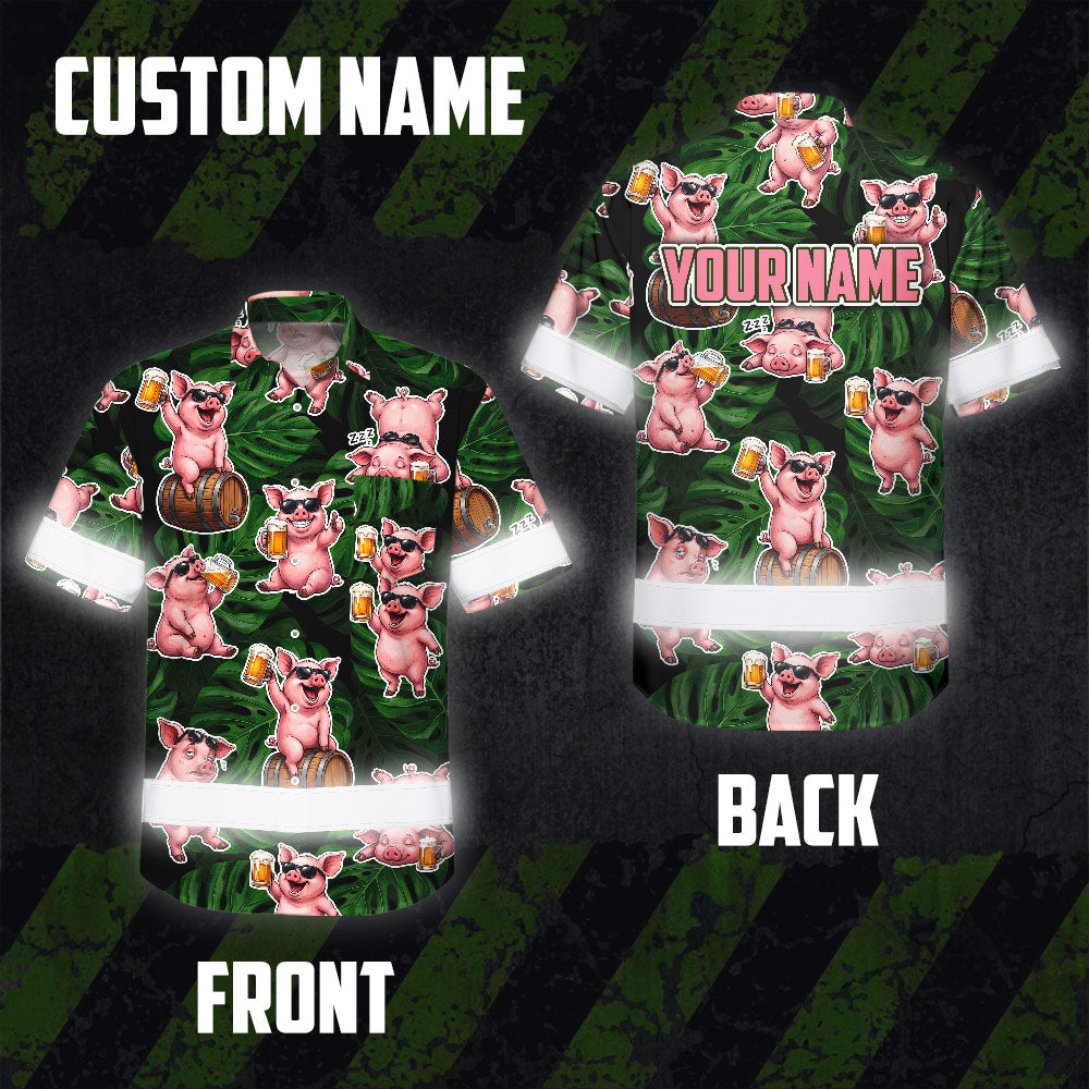 Funny Pig Beer Hi-Vis Hawaiian Shirt