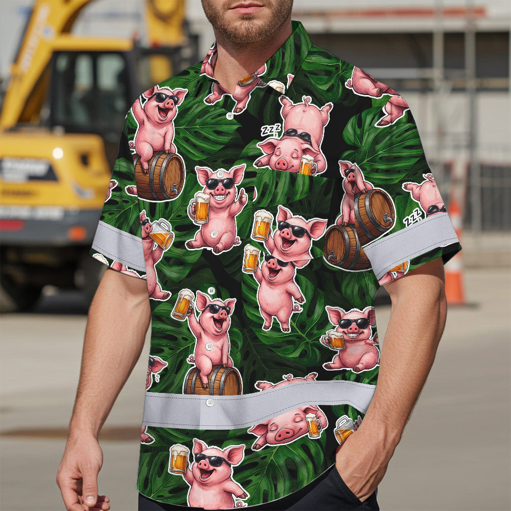 Funny Pig Beer Hi-Vis Hawaiian Shirt