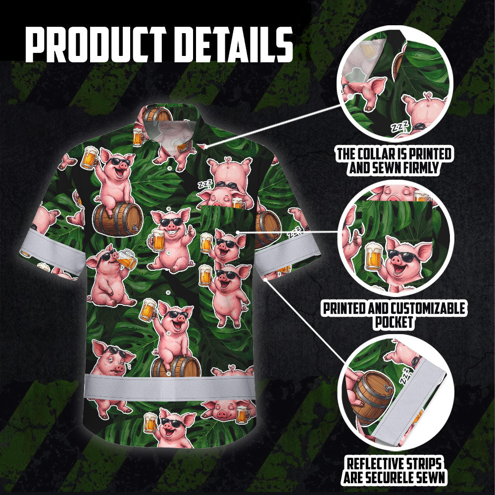 Funny Pig Beer Hi-Vis Hawaiian Shirt