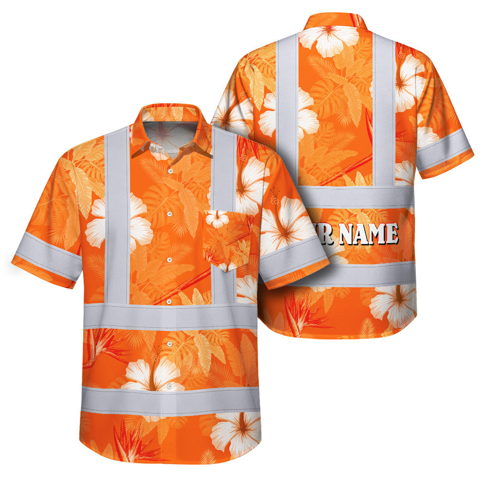 Orange Neon Hi-Vis Hawaiian Shirt