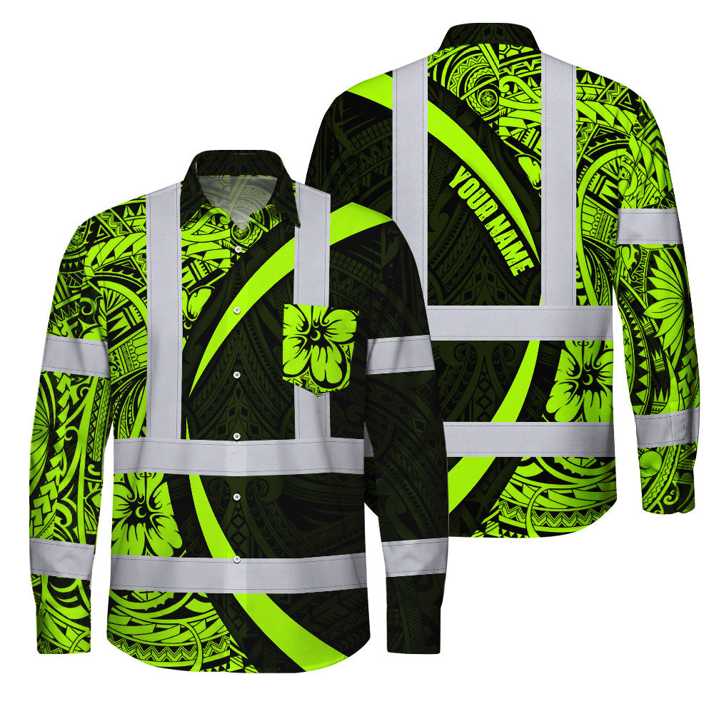Hi Vis FR Button Long Sleeves Reflective Tapes Hi-Vis Work Shirt
