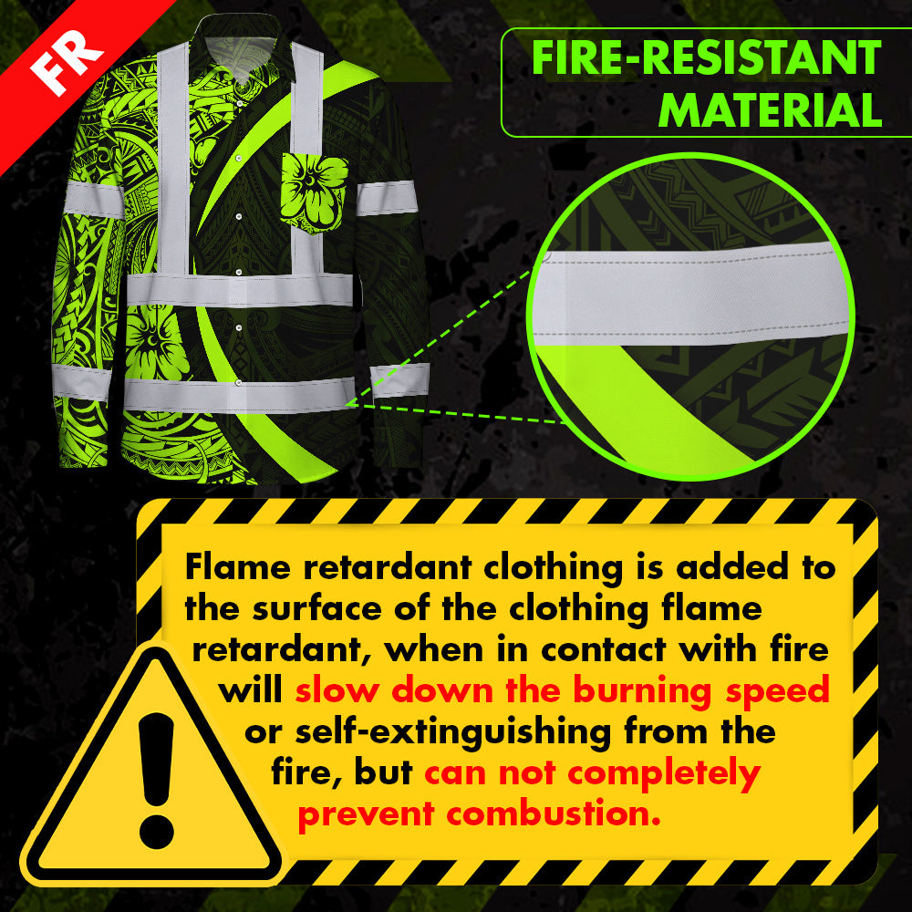 Hi Vis FR Button Long Sleeves Reflective Tapes Hi-Vis Work Shirt