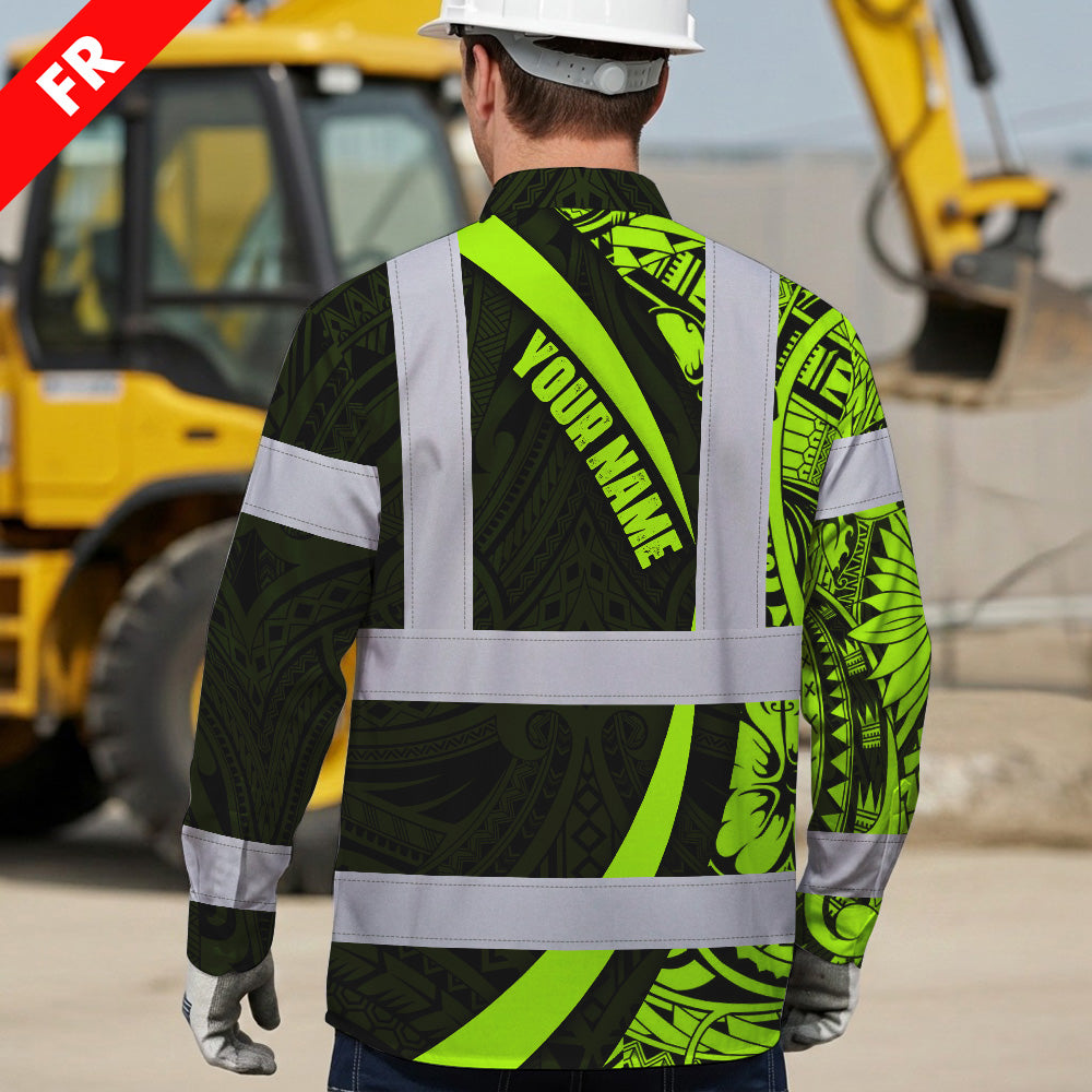 Hi Vis FR Button Long Sleeves Reflective Tapes Hi-Vis Work Shirt