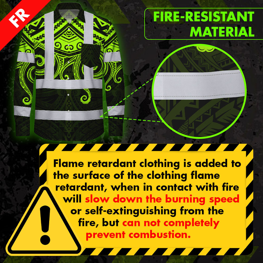 Hi Vis FR Button Long Sleeves Reflective Tapes Octopus Hi-Vis Work Shirt