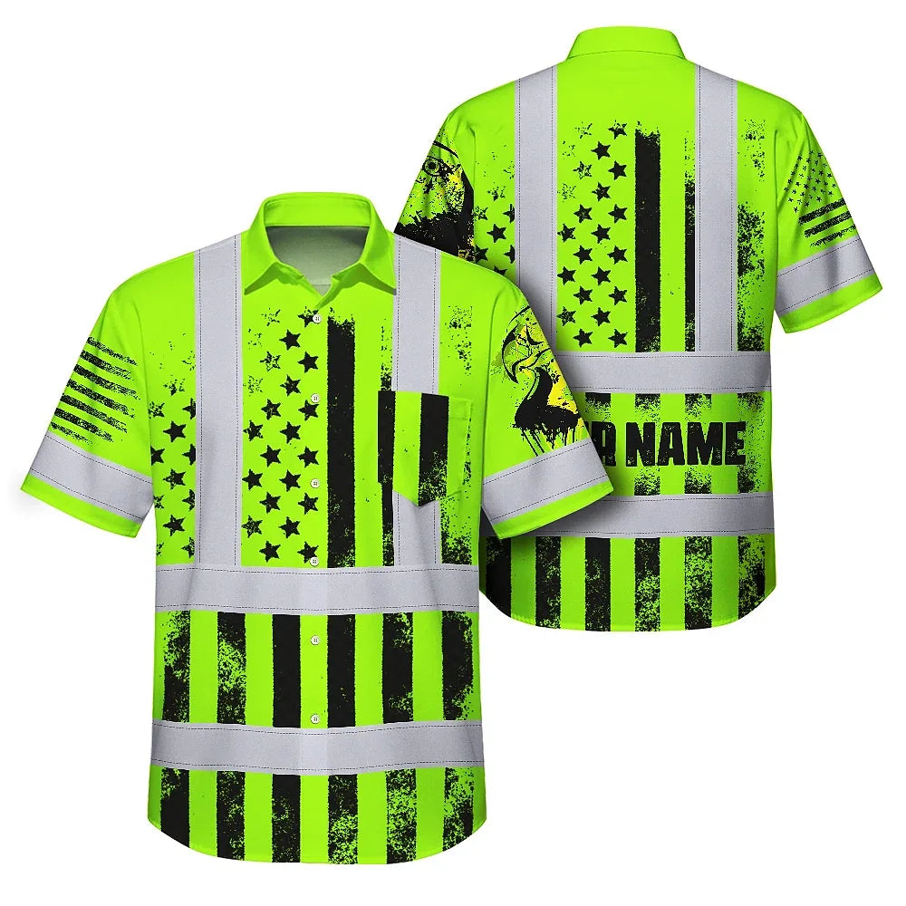 Eagle USA Flag Hi-Vis Hawaiian Shirt