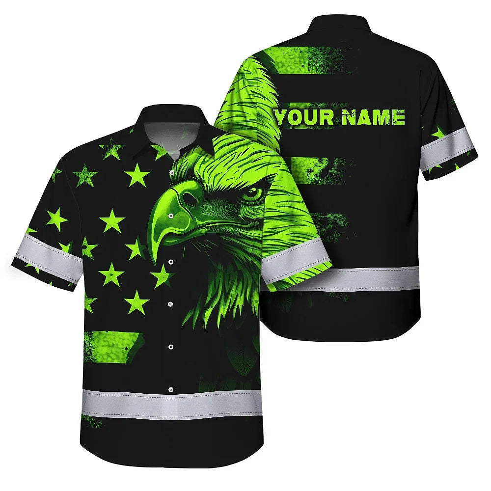 Reflective, Eagles US Flag Hi-Vis Hawaiian Shirt