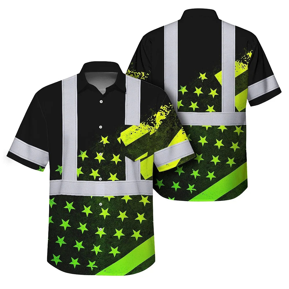 Gradient USA Flag Hi-Vis Hawaiian Shirt
