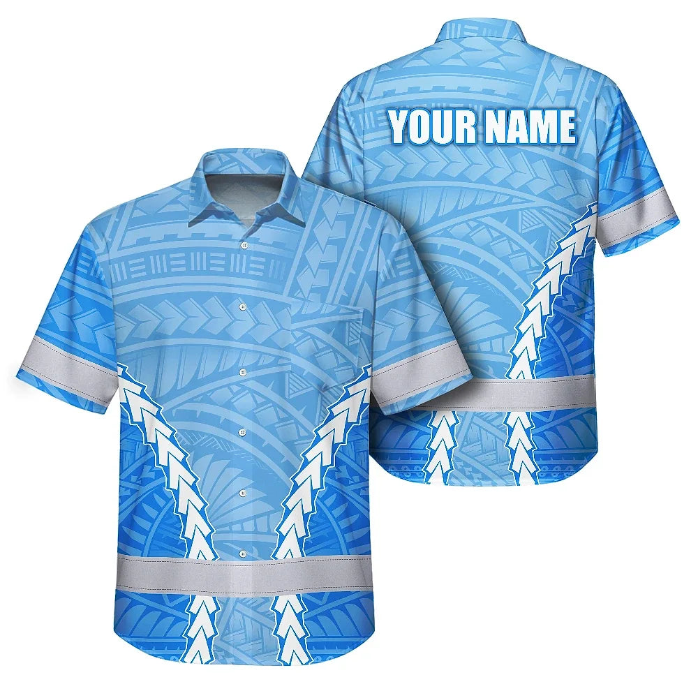Blue White Neon Hi-Vis Hawaiian Shirt