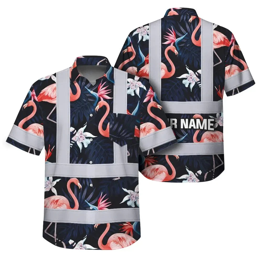Hawaii Flamingo 2 Hi-Vis Hawaiian Shirt