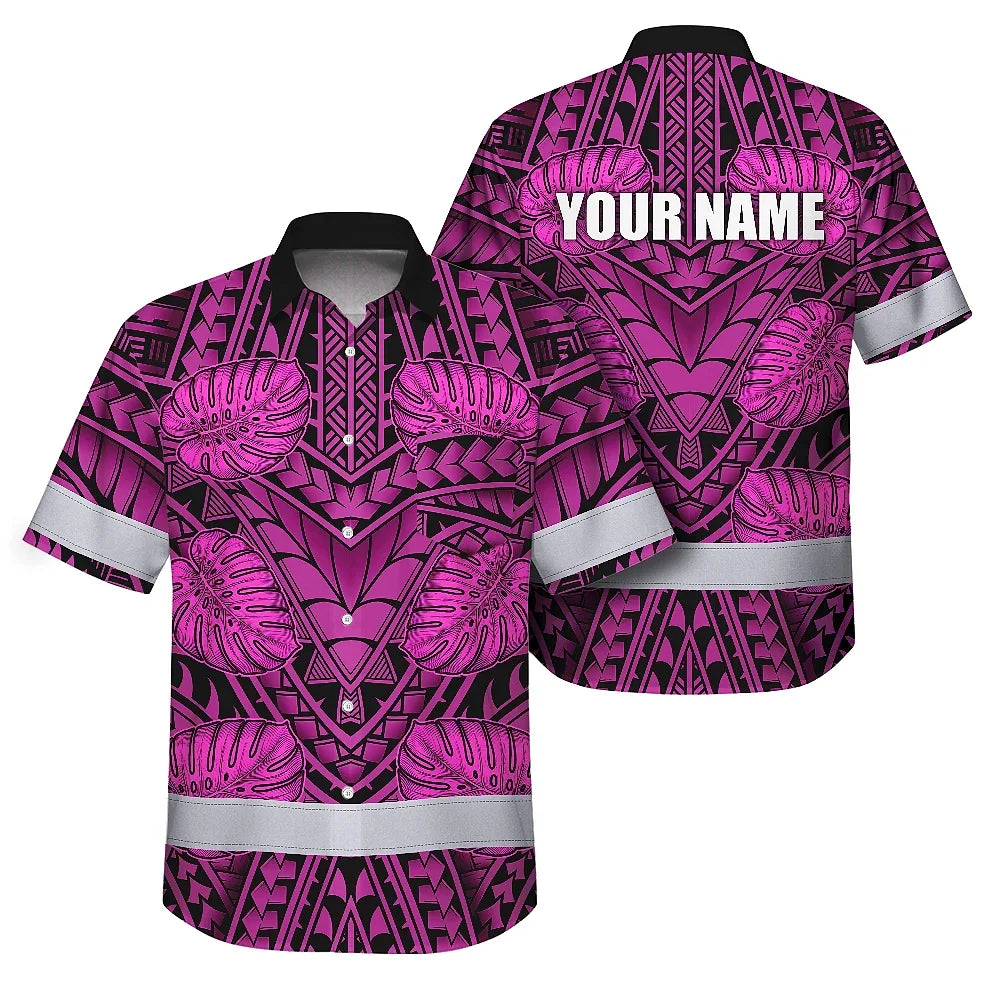 Pink Neon Polynesian Hi-Vis Hawaiian Shirt