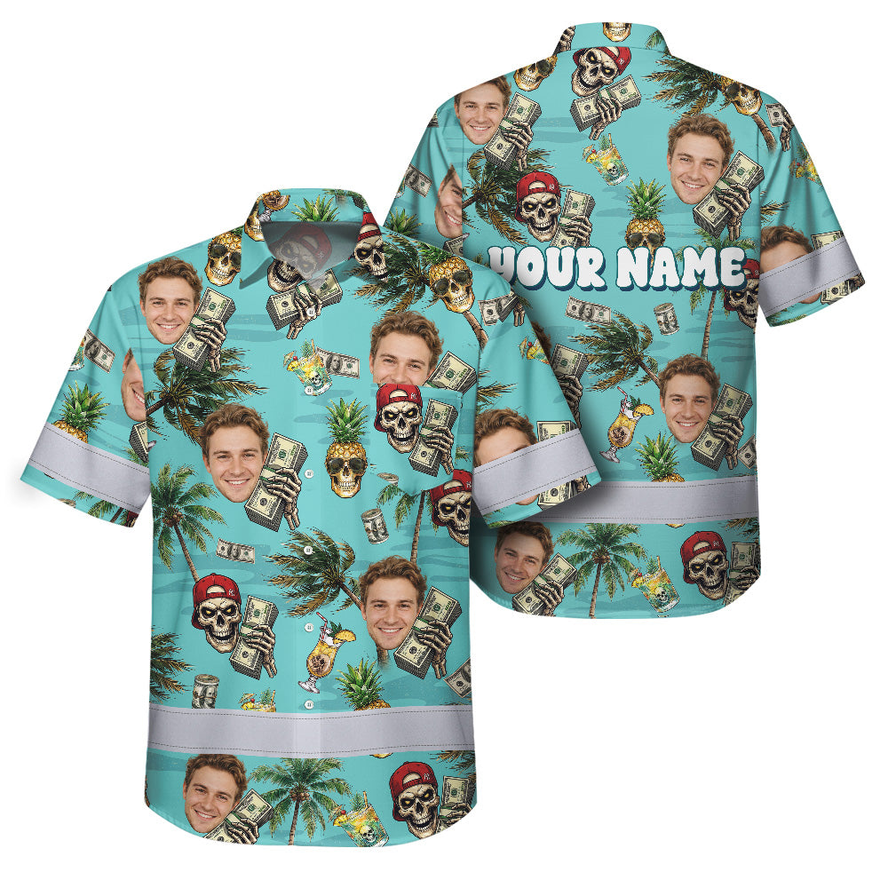 Skull Money Tropical Cocktail Hi-Vis Hawaiian Shirt
