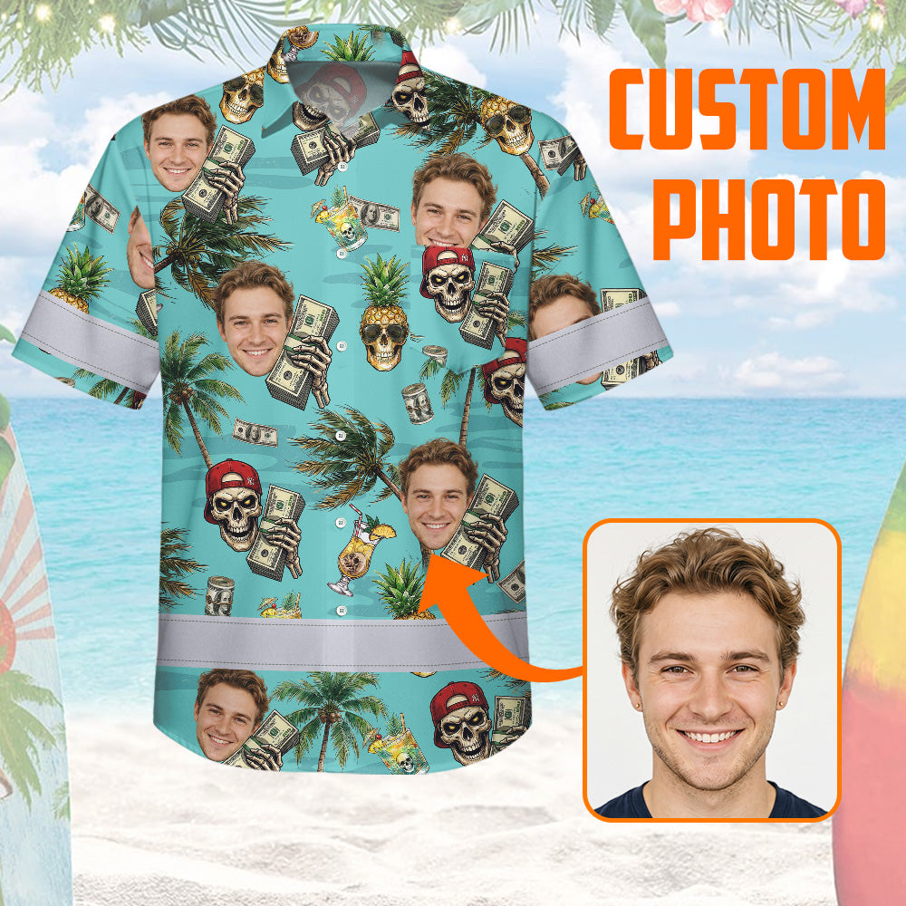 Skull Money Tropical Cocktail Hi-Vis Hawaiian Shirt
