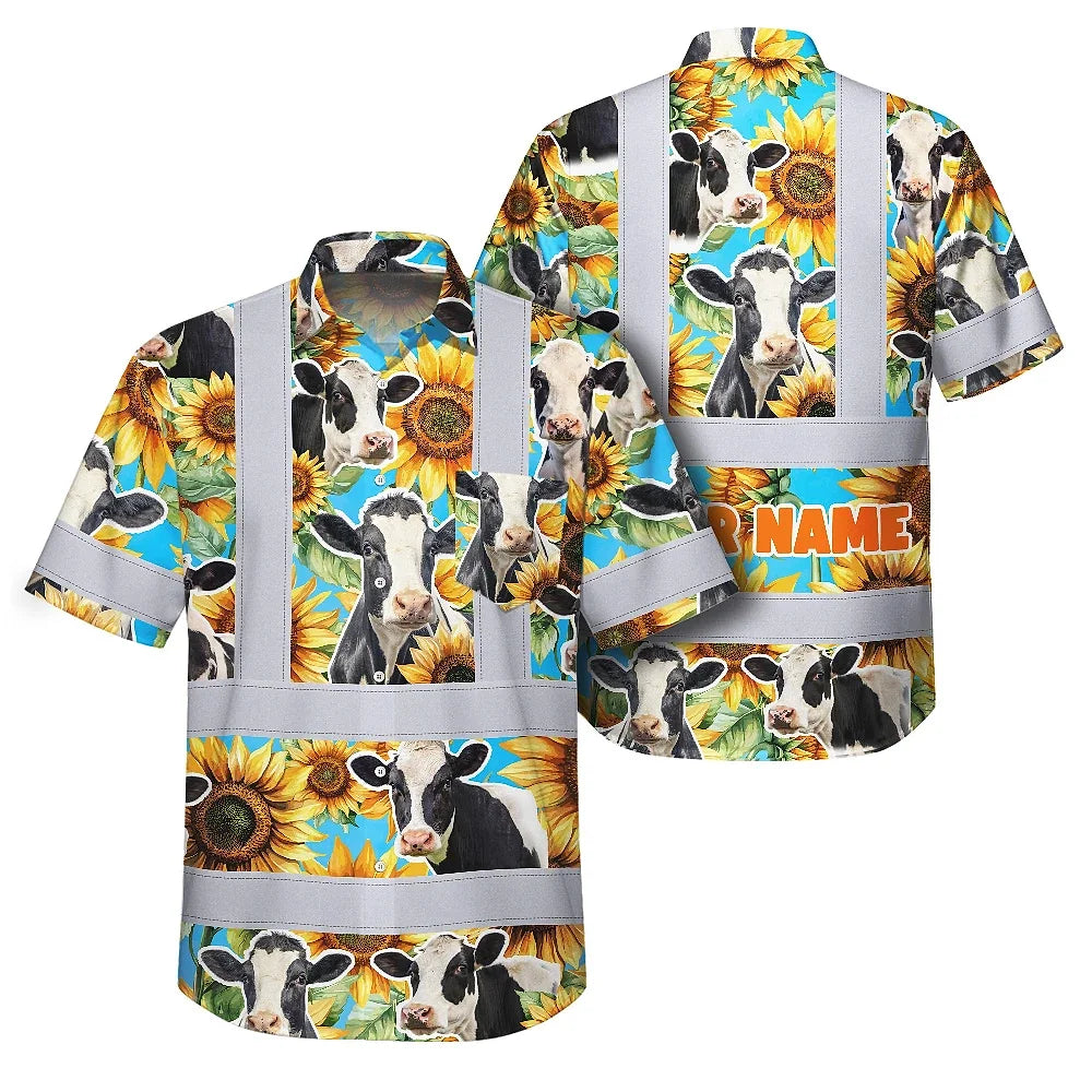 Sunflower Cow Hi-Vis Hawaiian Shirt