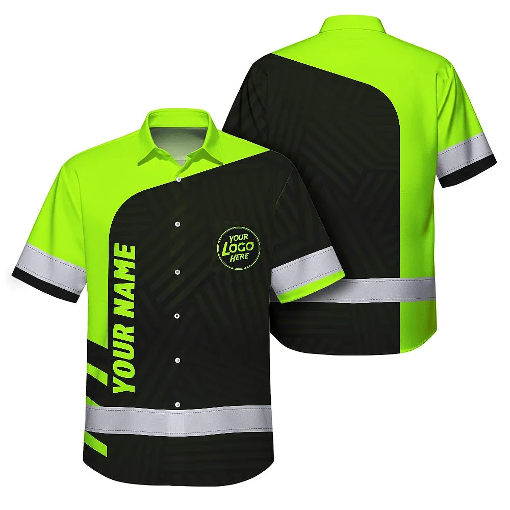 Uniform Reflective Black Green Neon 2 Hi-Vis Hawaiian Shirt
